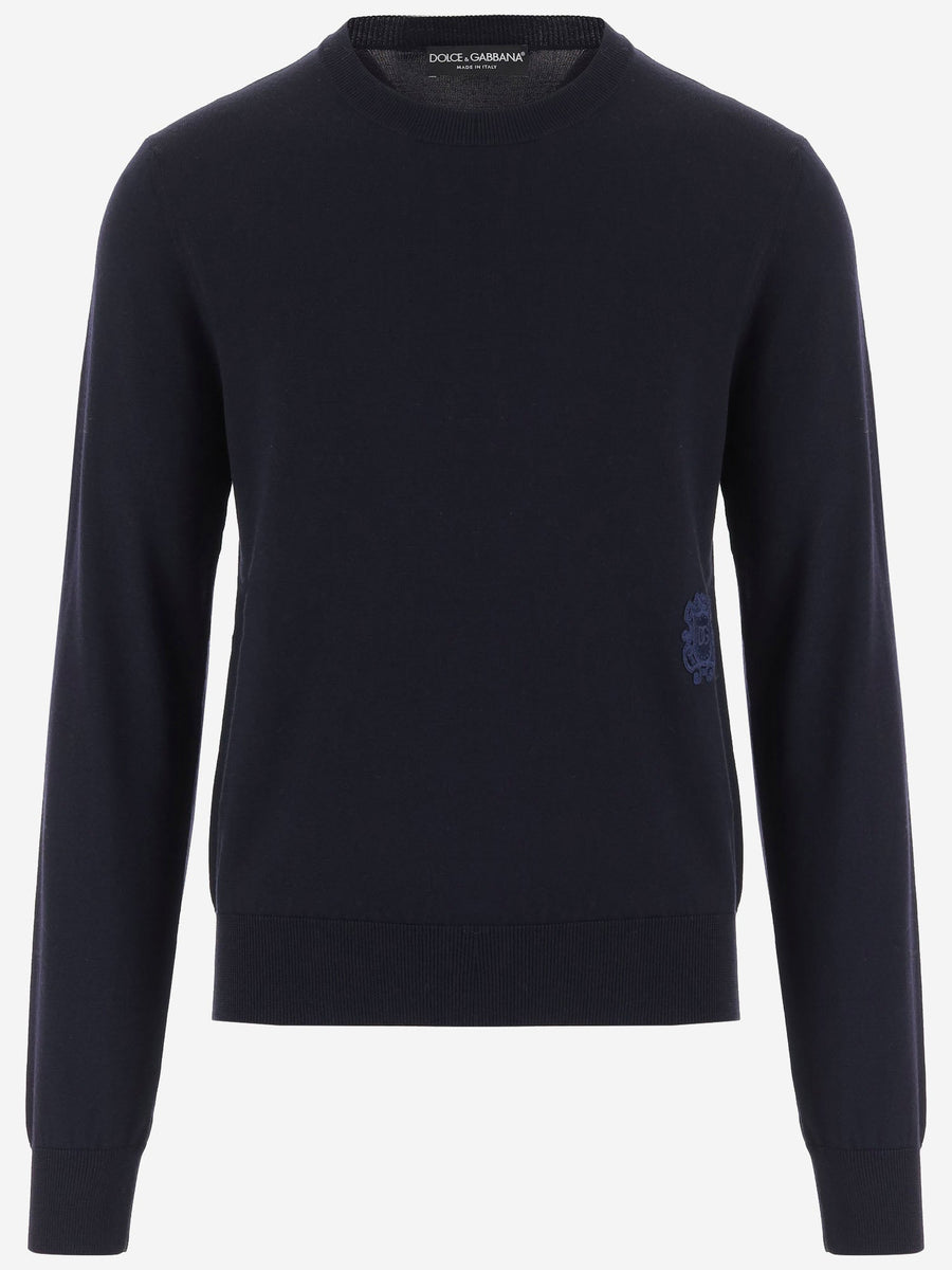 Sweater Virgin Wool With Logo Navy