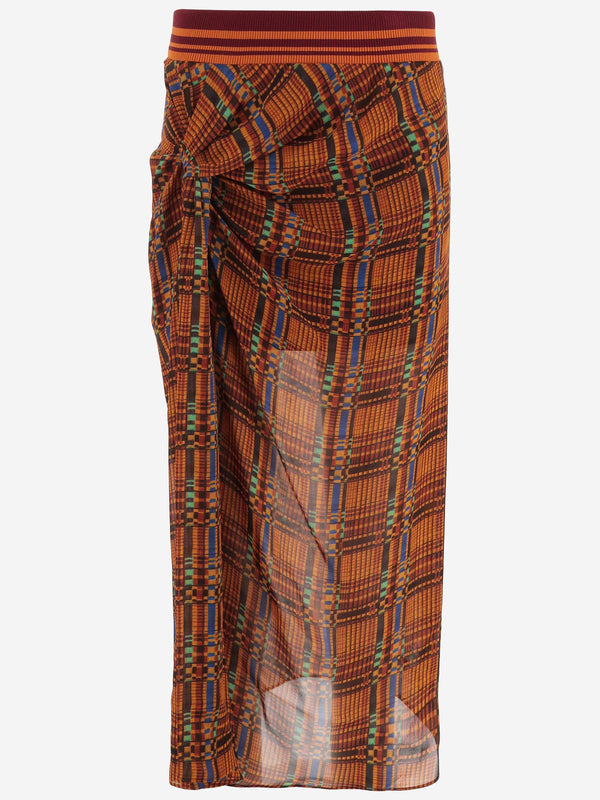 Skirt With Side Drape Viscose Multicolour