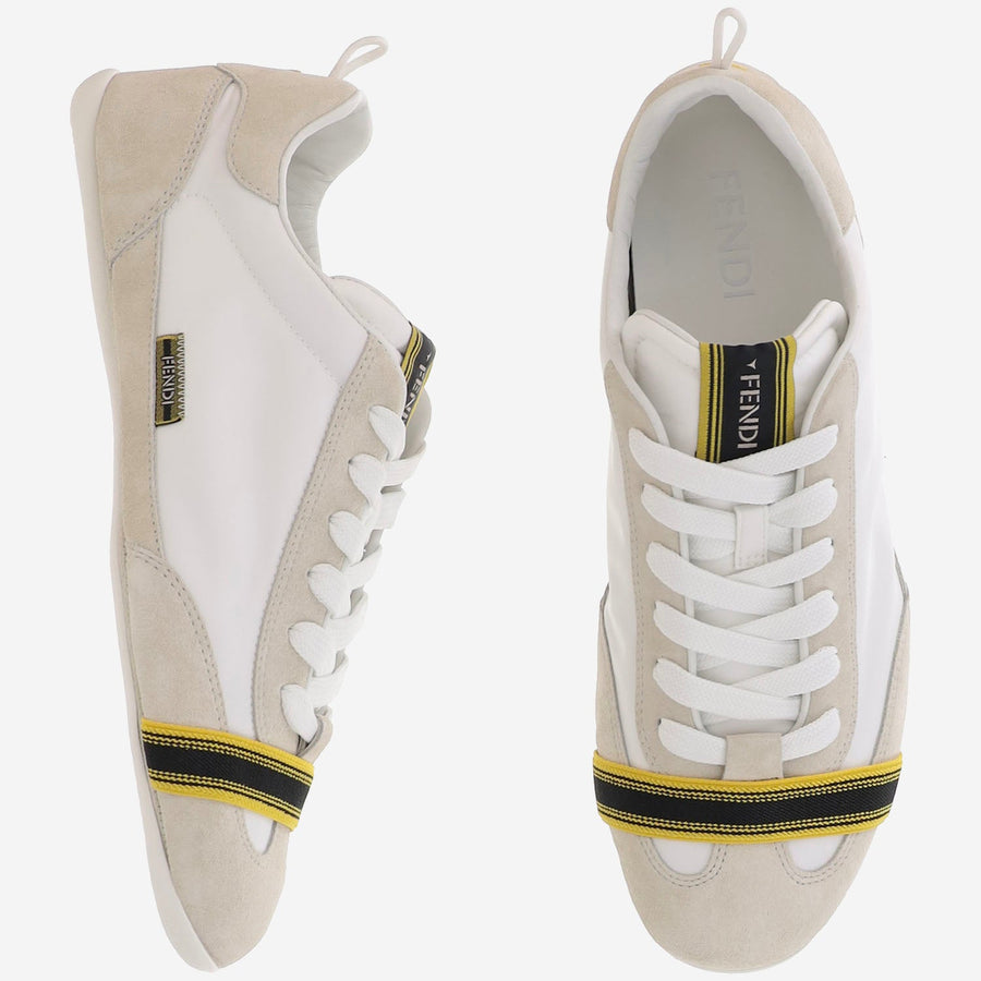 Sneakers White Suede And Fabric Polyamide Trainers