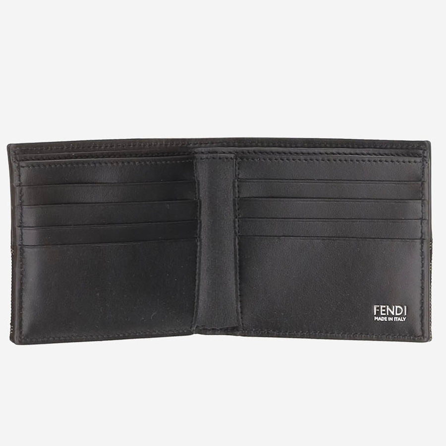 Wallet Ff Jacquard Fabric And Leather Black Calfskin & Cardholders