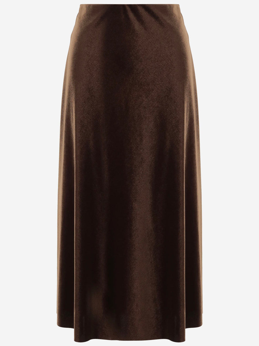 Skirt Stretch Velvet Brown Polyester