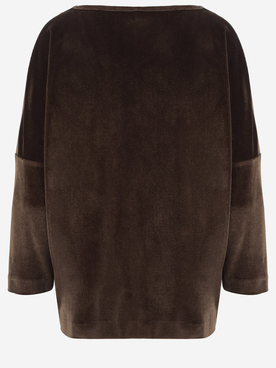 Sweater Stretch Velvet — Brown Polyester