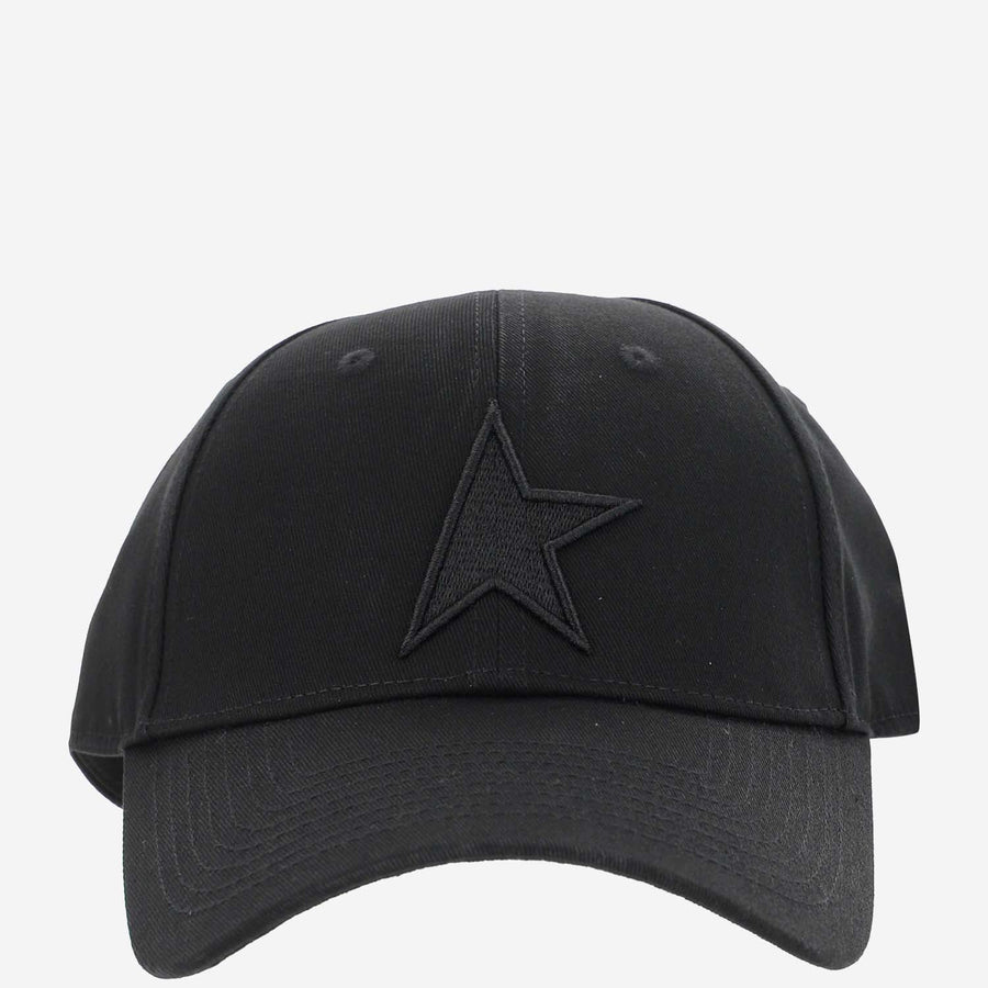Cotton Hat With Embroidered Star Black