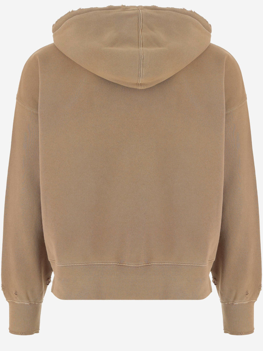 Hooded Cotton Sweatshirt Dark Beige Sweatshirts