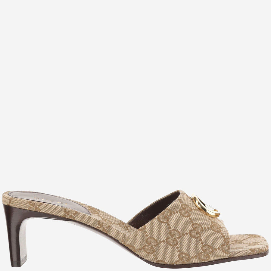 Slider Sandals Gg Canvas Beige Polyester