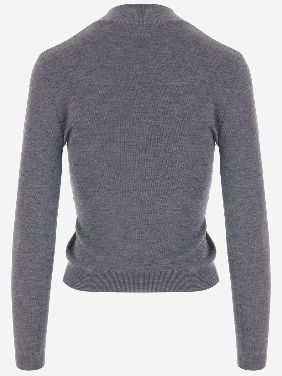 Wool Sweater With Clamp Detail Grey