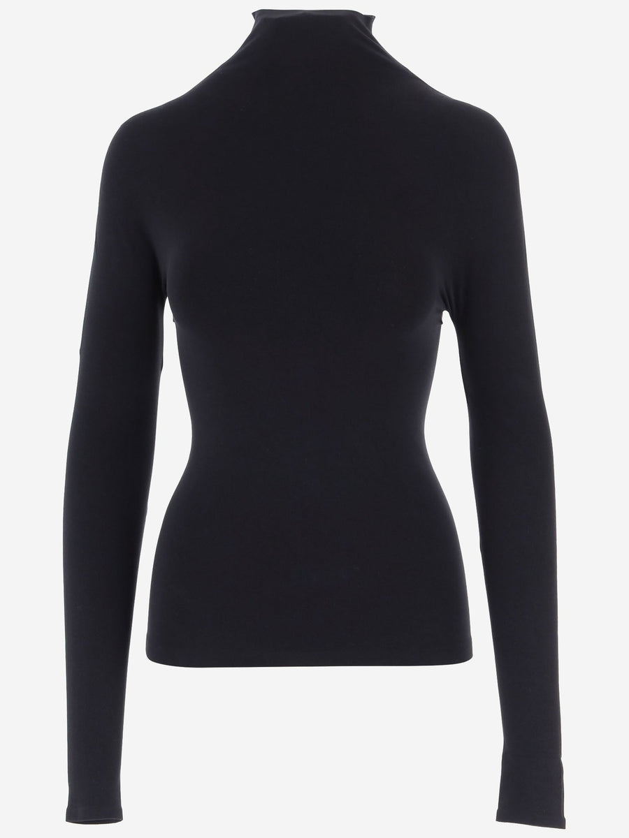 Seamless Stretch Jersey Top Black Polyamide Knitwear