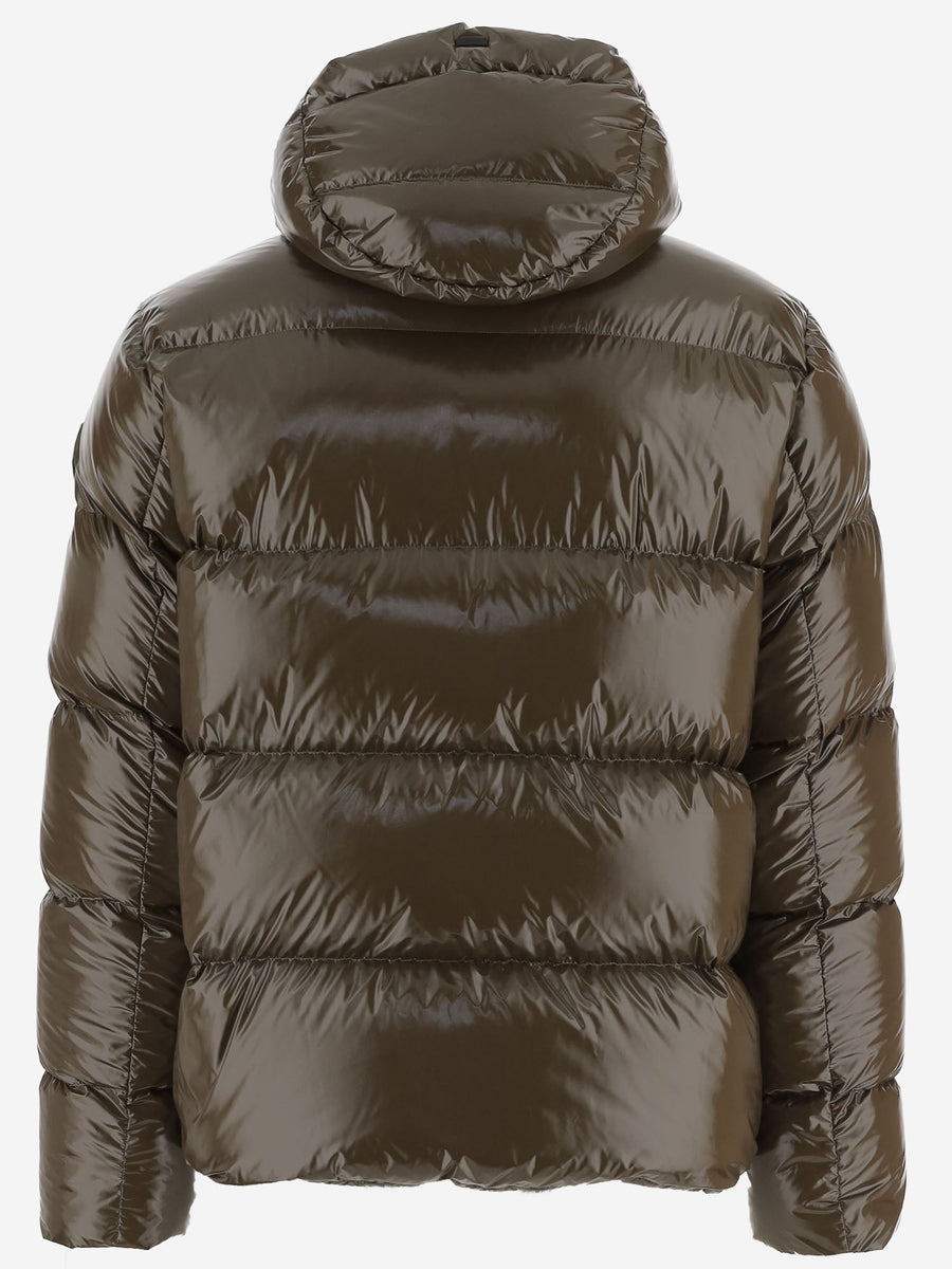 Down Jacket Quilted Nylon Olive Green Padded &
