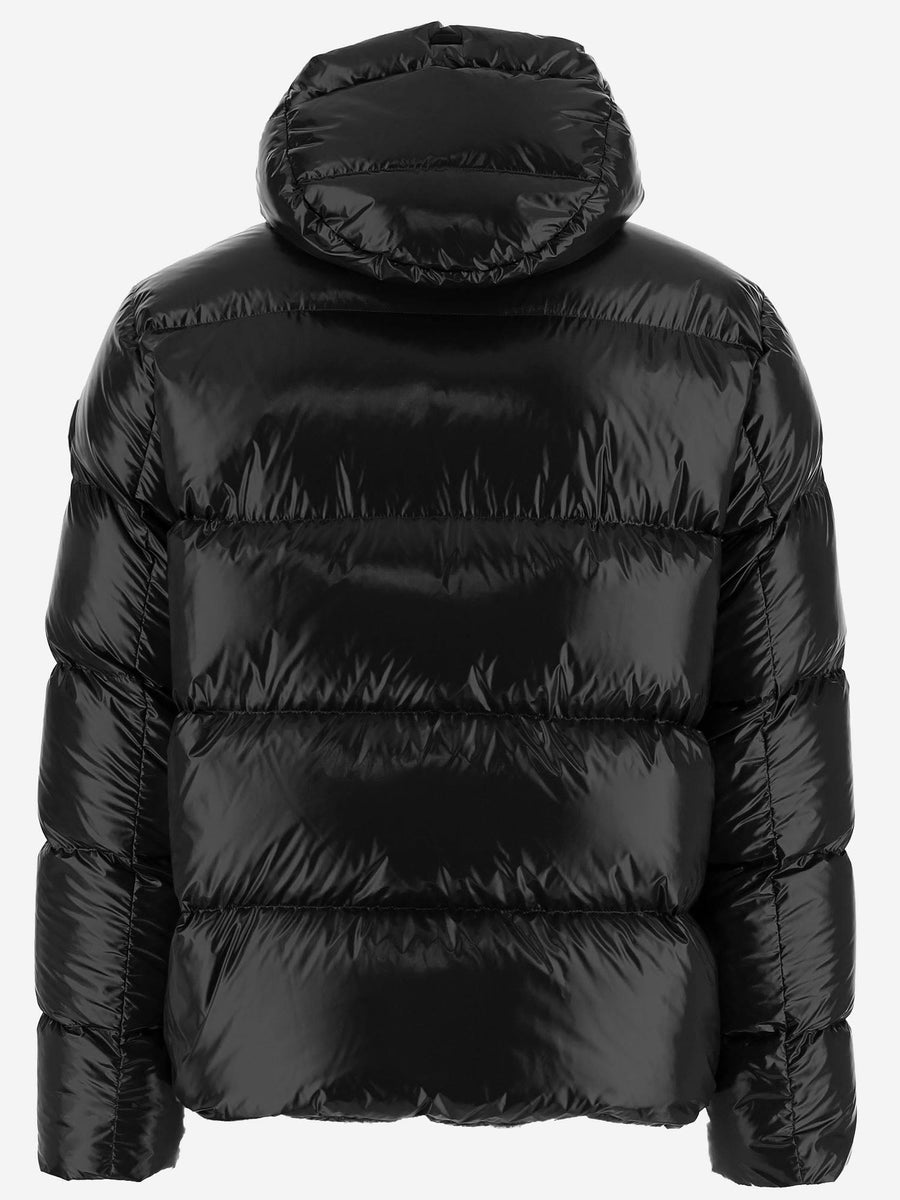 Down Jacket Quilted Nylon Black Padded &