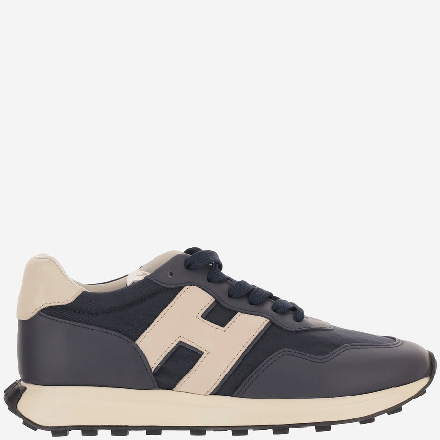 Sneakers H601 Grey Leather And Mesh Fabric Trainers