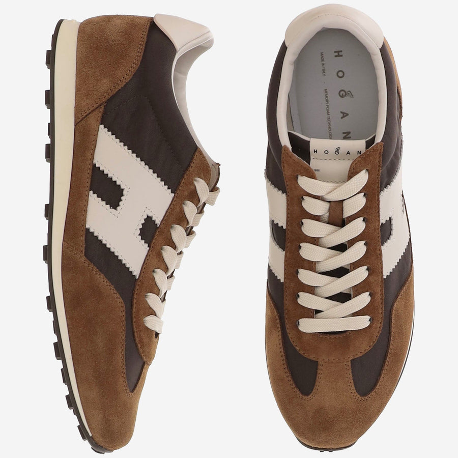 Athletic Sneakers Suede And Mesh Multicolour Leather Fabric Trainers