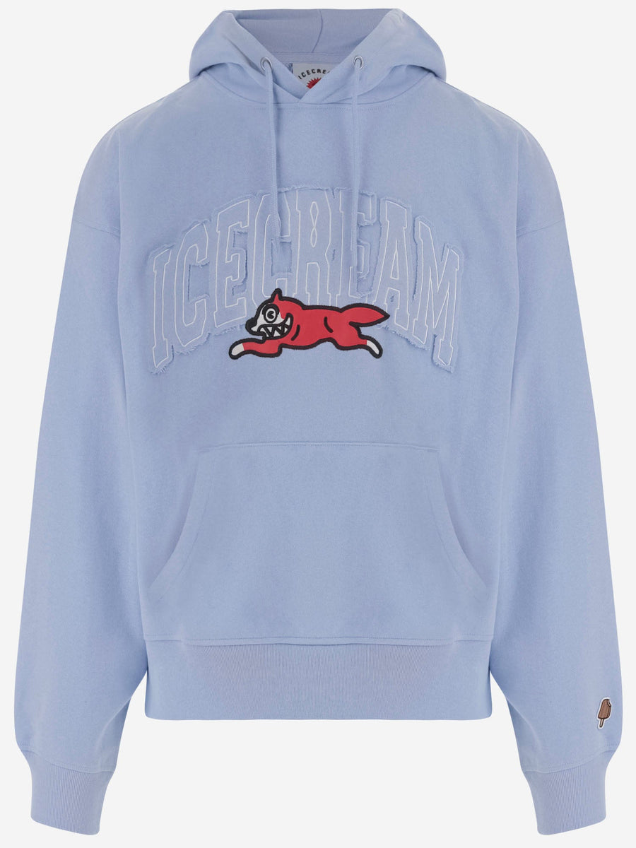 Cotton Hoodie With Ice Cream Print Light Blue Sweatshirts
