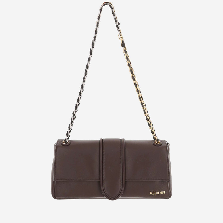 Shoulder Bag Chaine Dark Brown Leather Lambskin