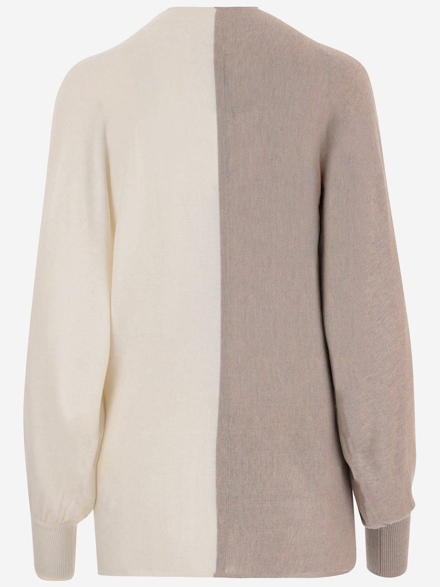 Silk Blend Diamond Knit Polo Shirt Multi/beige Knitwear