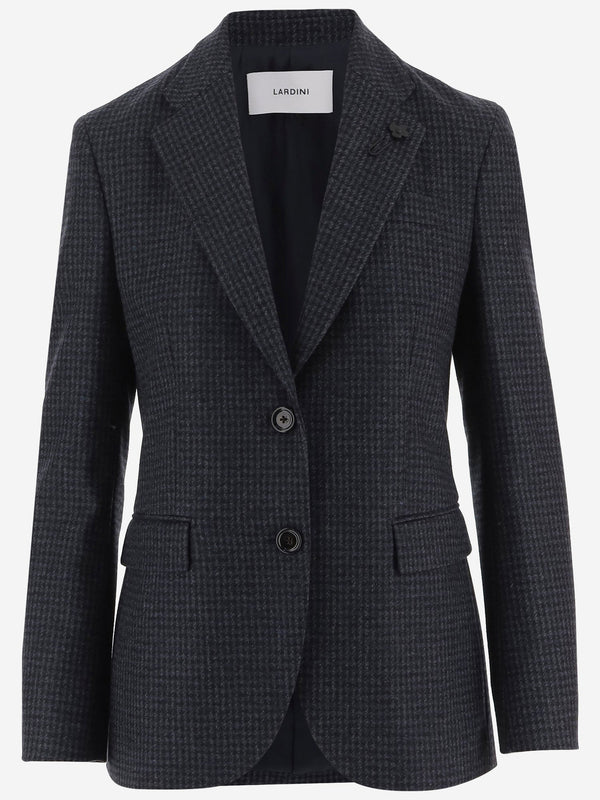Wool-Blend Check Pattern Jacket Grey
