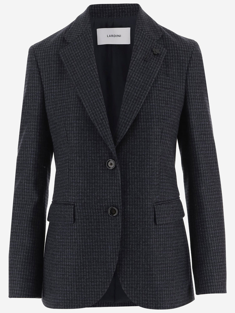 Wool-Blend Check Pattern Jacket Grey