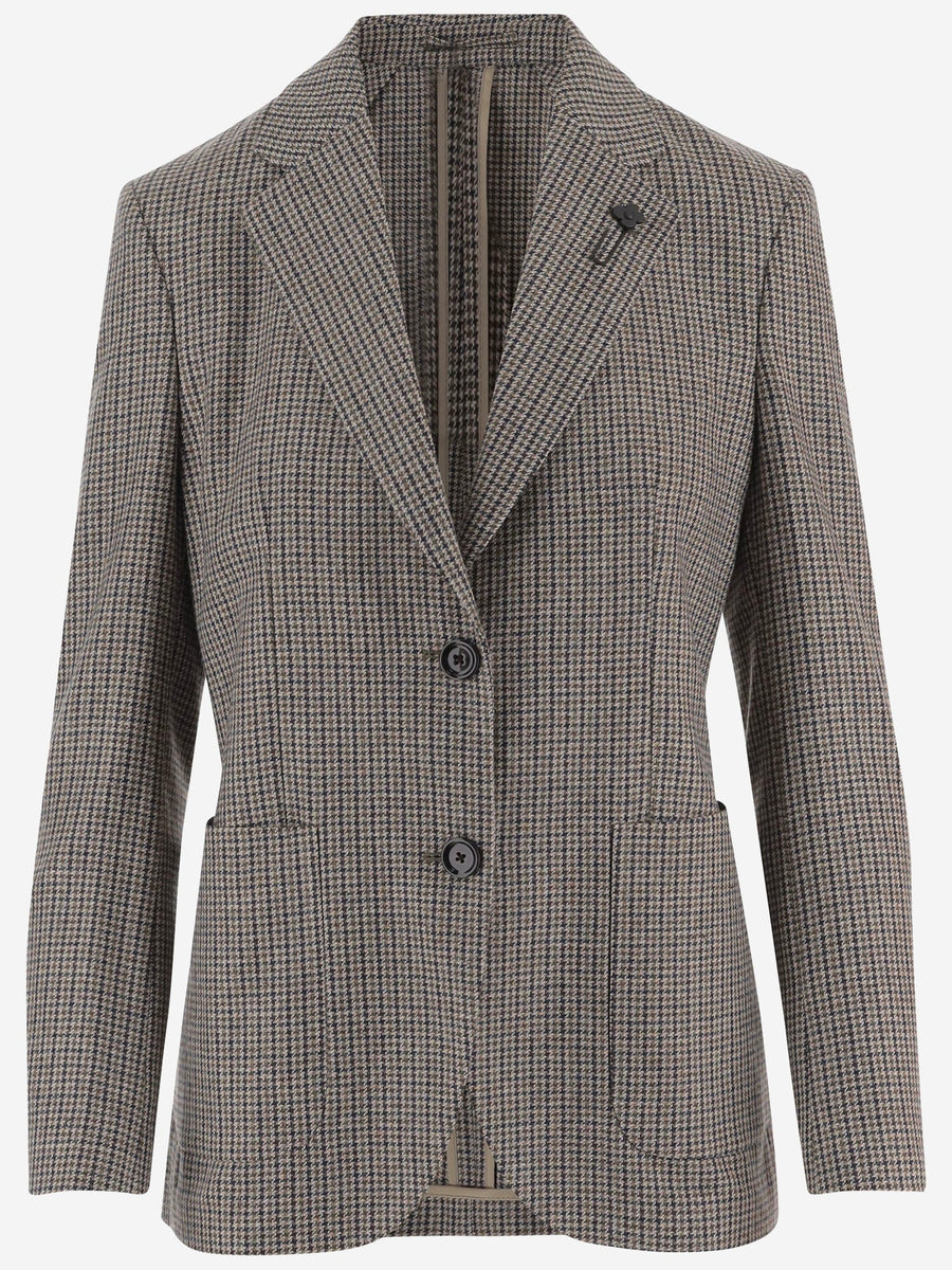 Wool And Cotton Checked Jacket Multicolour