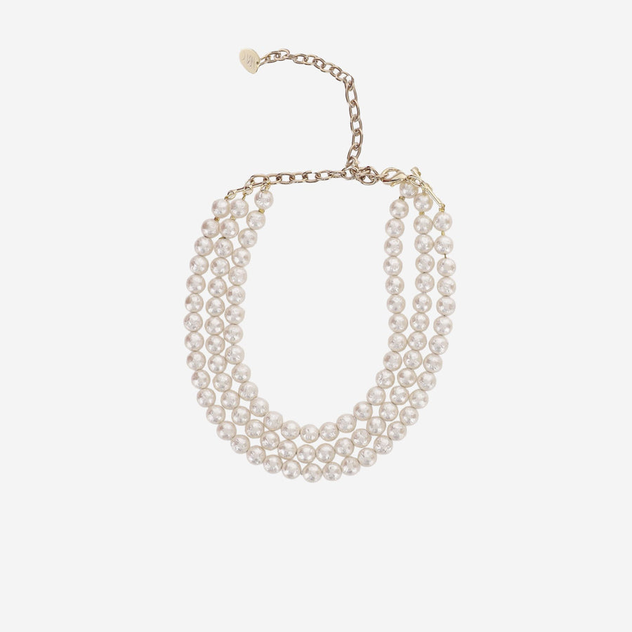 Pearl Necklace Multi-Strand White Plastic