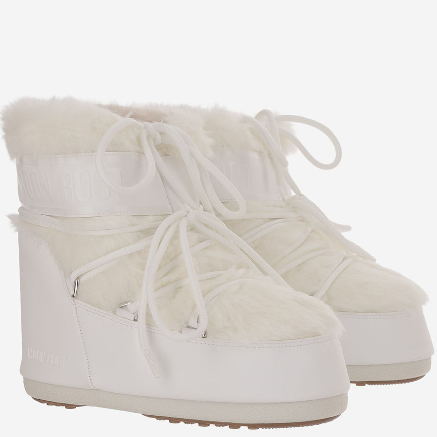 Ankle Boots Icon Low White Faux Fur Modacrylic