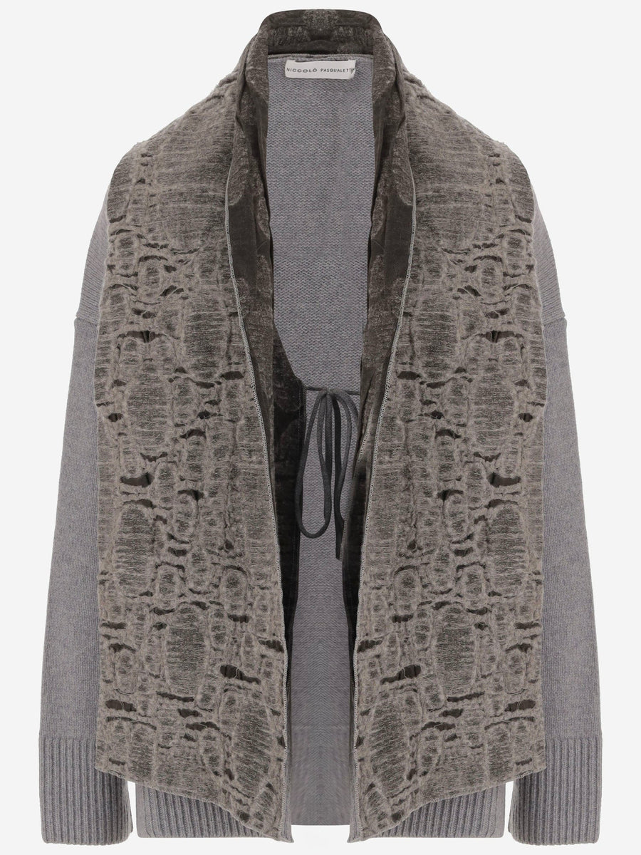 Open-Front Wool-Cashmere Sweater Grey