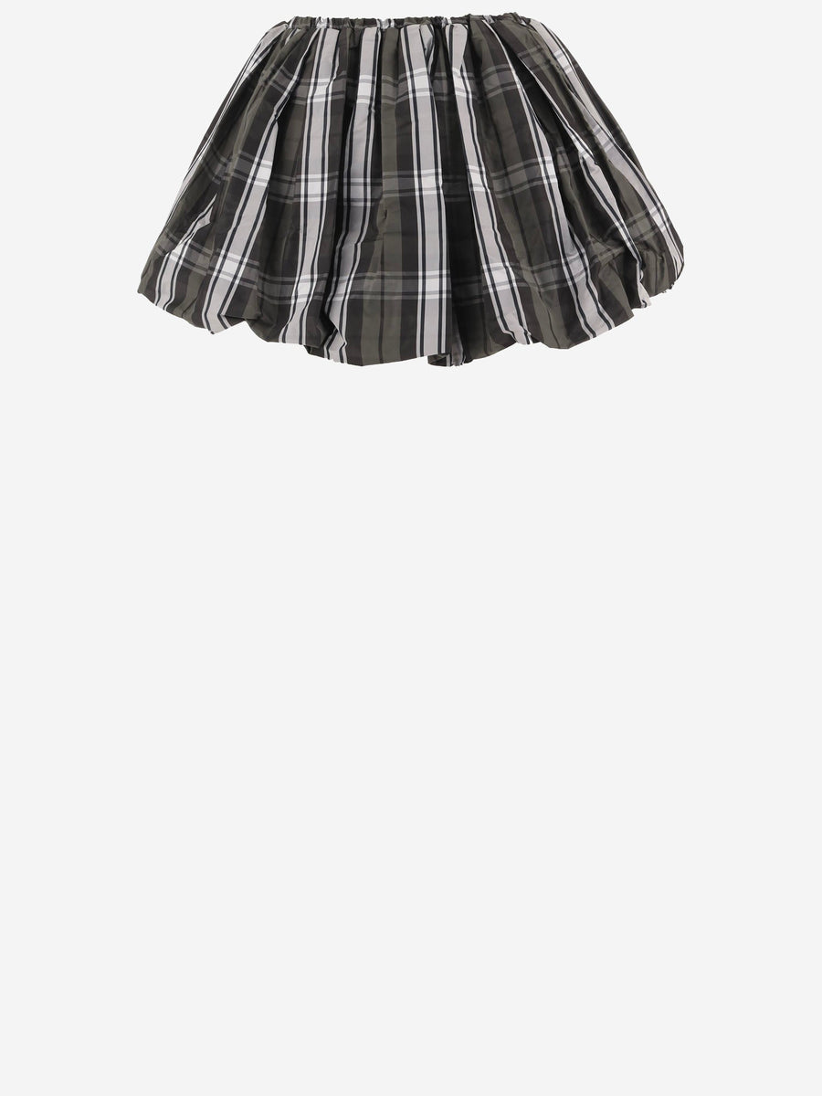 Flared Check Pattern Skirt Multicolour Polyester