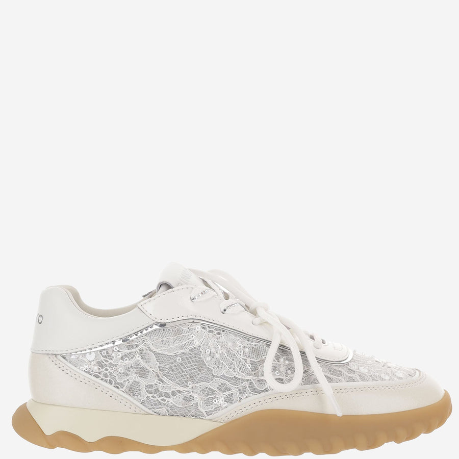 Sneakers White Leather-Mesh Leather And Mesh Trainers