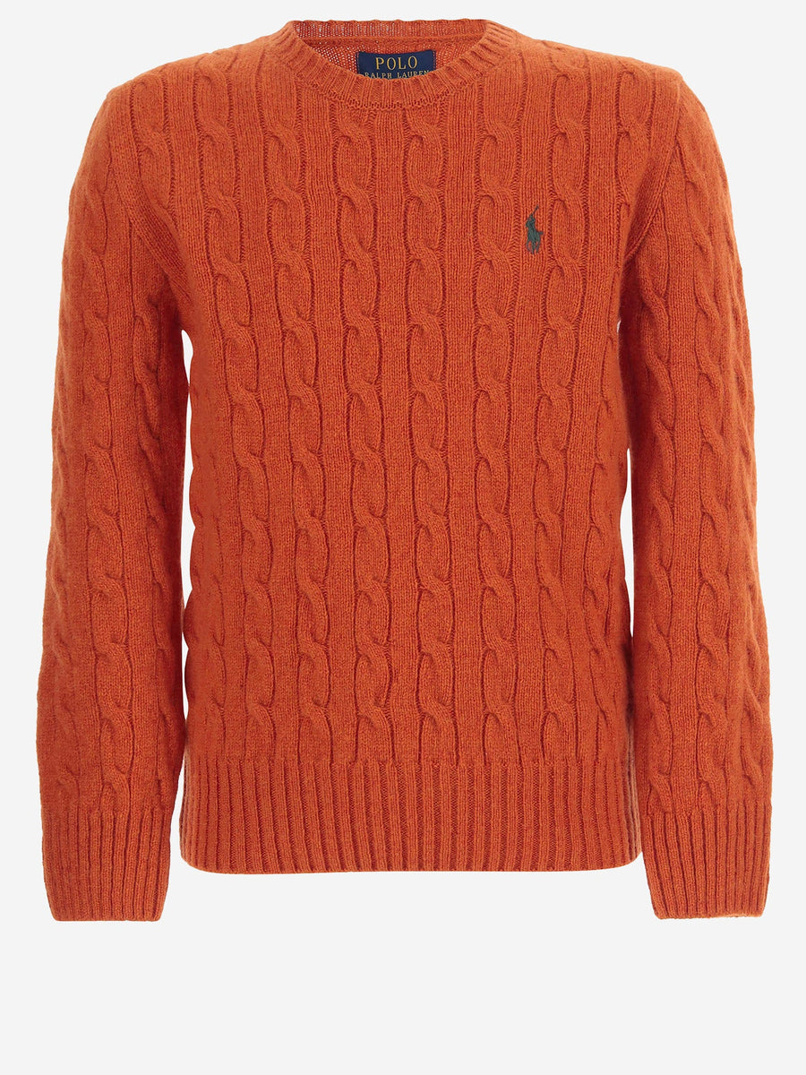 Cable-Knit Sweater Wool-Cashmere Orange