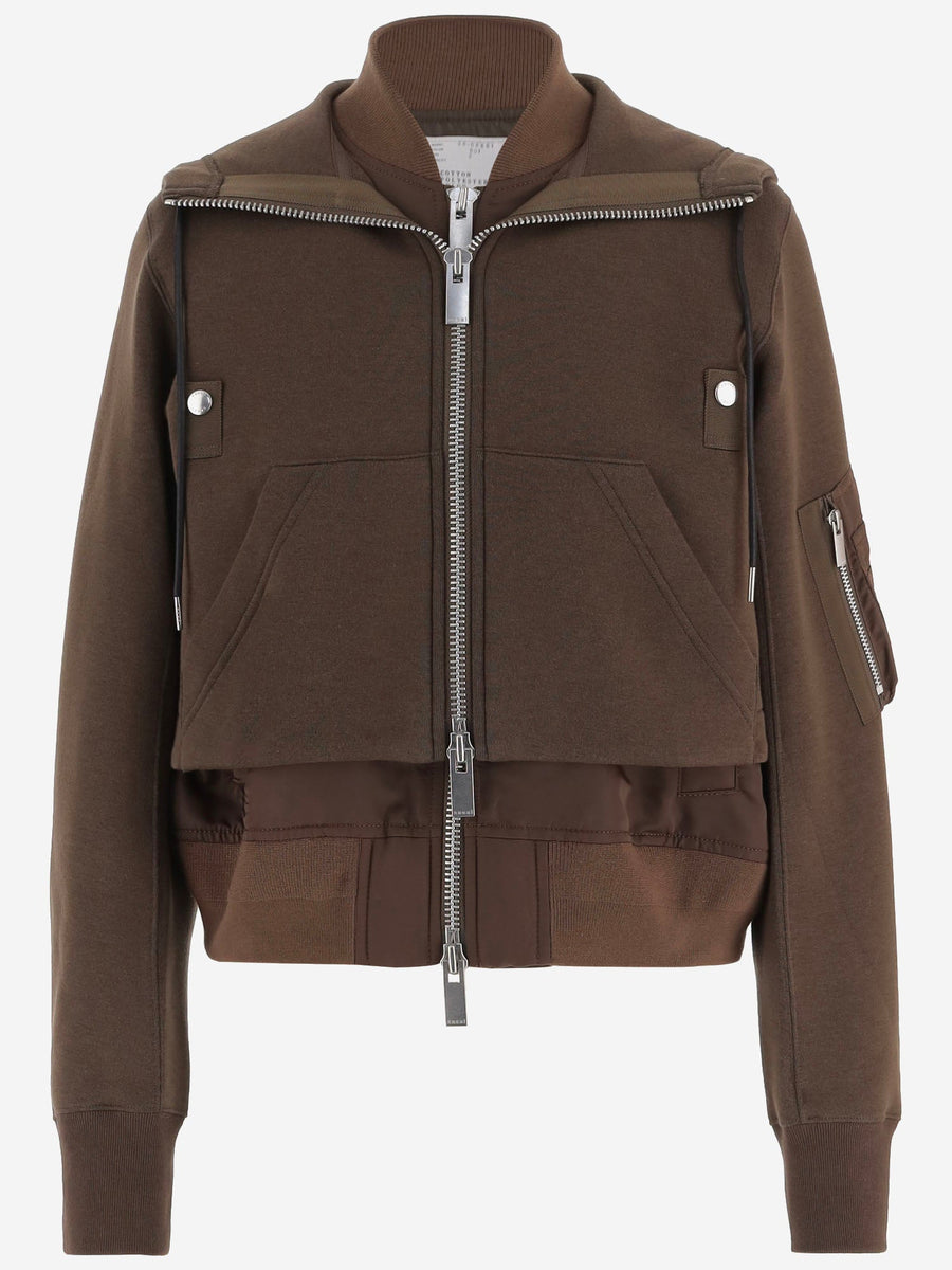 Cotton-Blend Sweatshirt With Layered Details Brown Main: Cotton