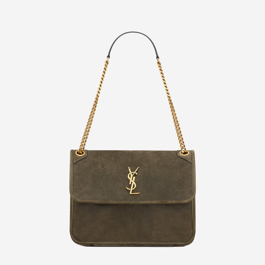 Shoulder Bag Niki Tripouch Suede Military Green