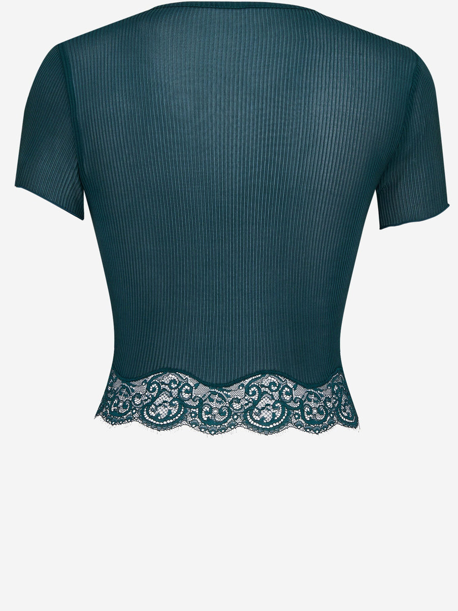 T-Shirt Semi-Transparent Silk Dark Green