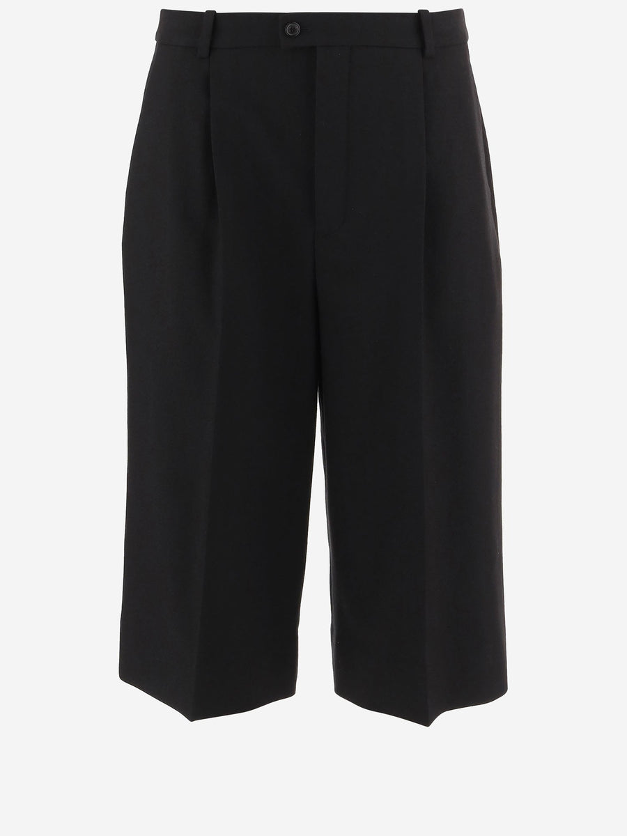 Cropped Wool Trousers With Pleats Black
