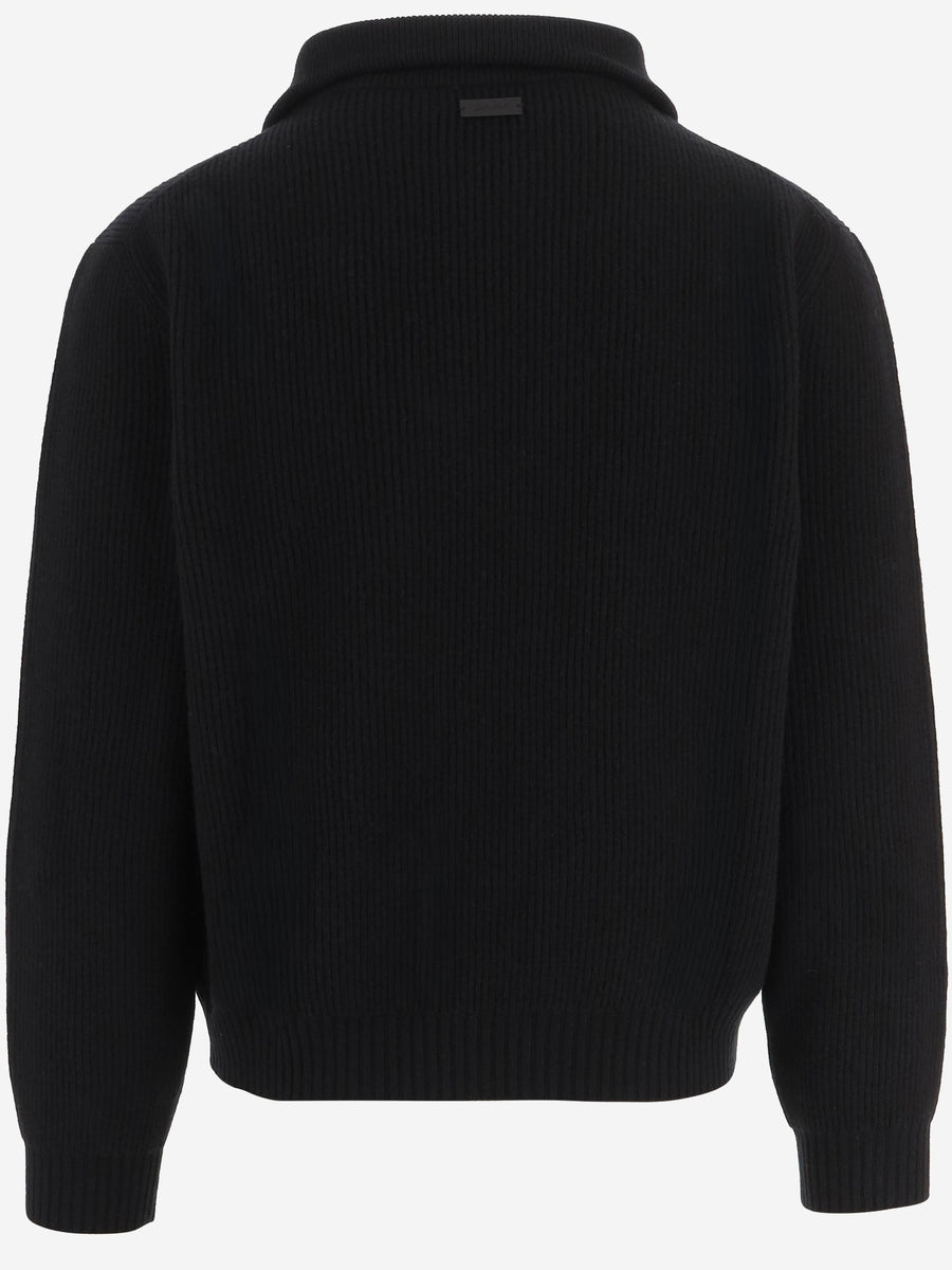 Sweater Half-Zip Ribbed Wool Black