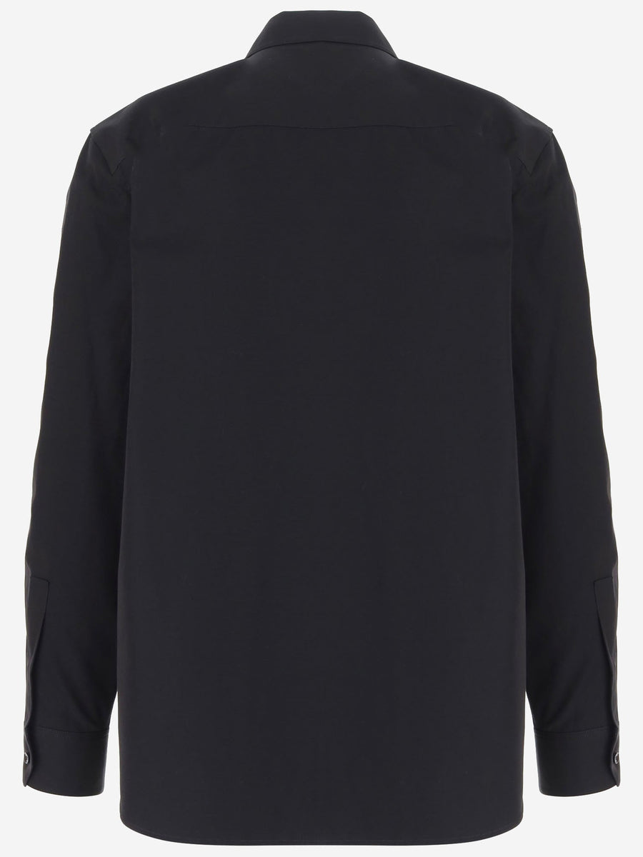 Cotton Zip-Front Shirt Black