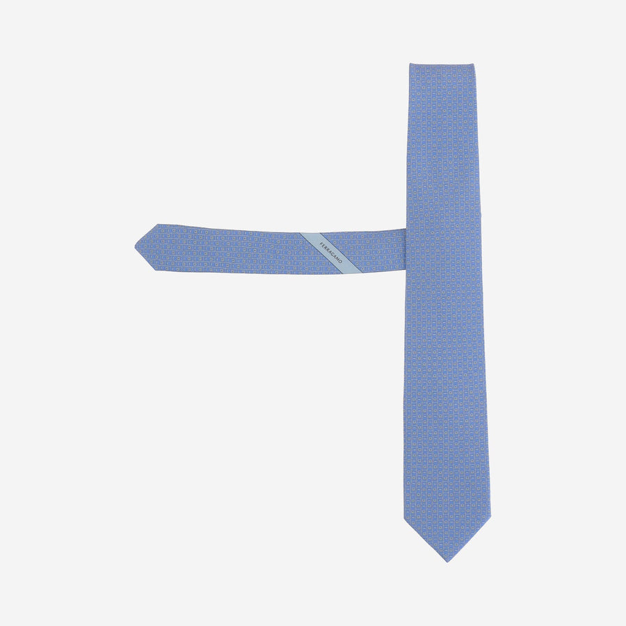 Silk Tie With Pattern Sky Blue Ties & Bow