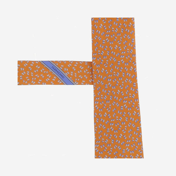 Silk Tie With Pattern, Orange Ties & Bow