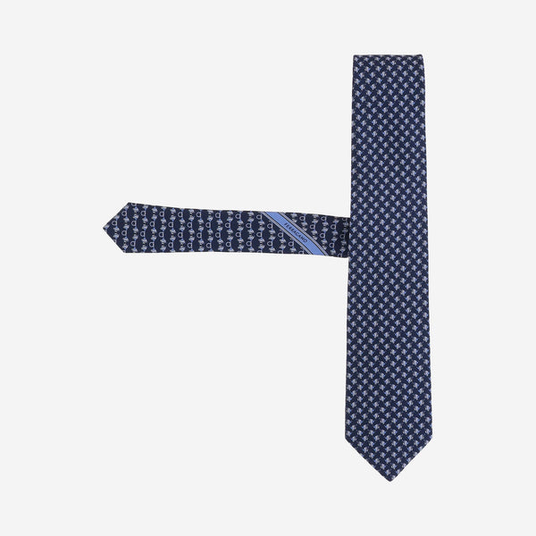 Tie Silk With Pattern — Navy Ties & Bow