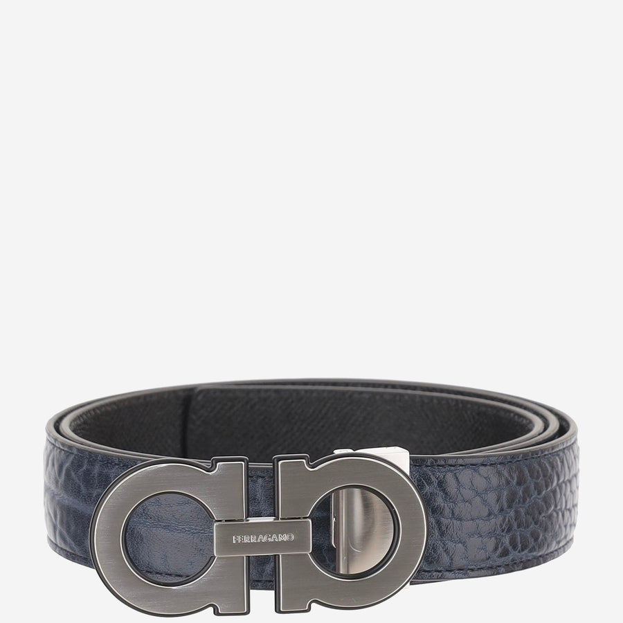 Leather Belt Calf New Navy Dkb/graphite/black
