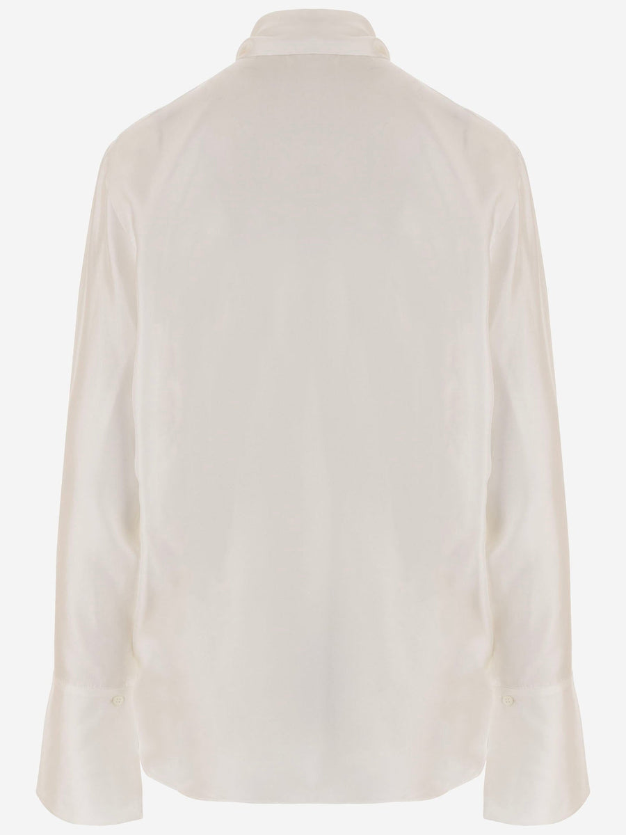 Silk Shirt With Bow Detail Ivory