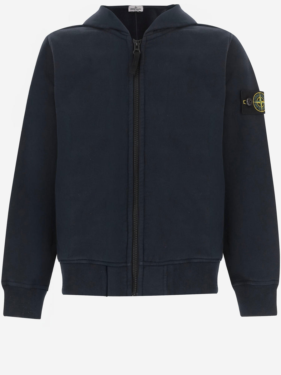 Zip-Up Cotton Sweatshirt Navy Hoods & Sweatshirts