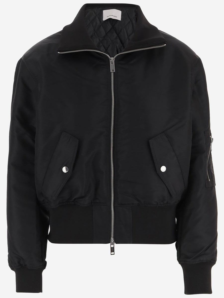 Storm Cropped Bomber Jacket Black Polyamide