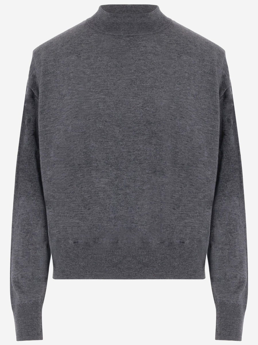 Turtleneck Wool-Blend Sweater Dark Grey