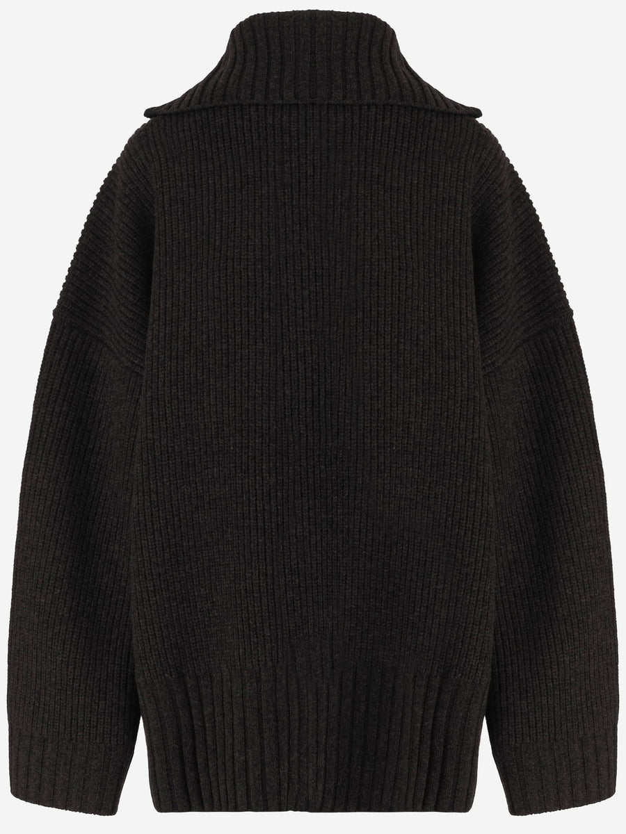 Oversized Wool Cardigan Black