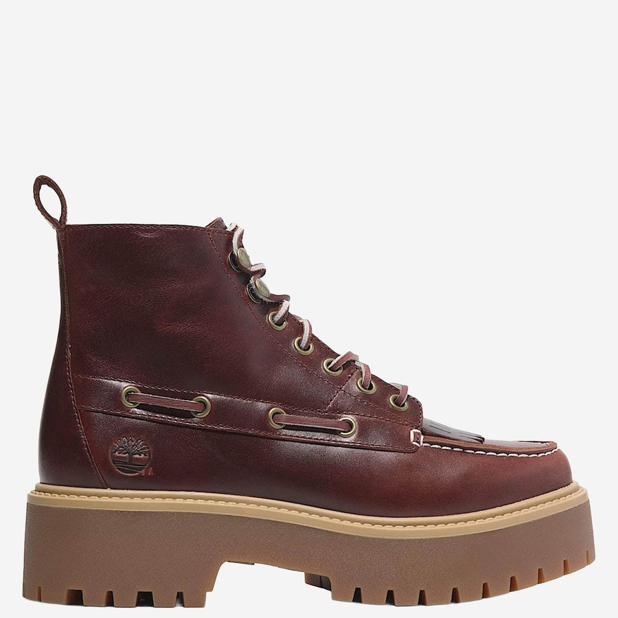 Ankle Boots Stone Street Leather Platform Burgundy