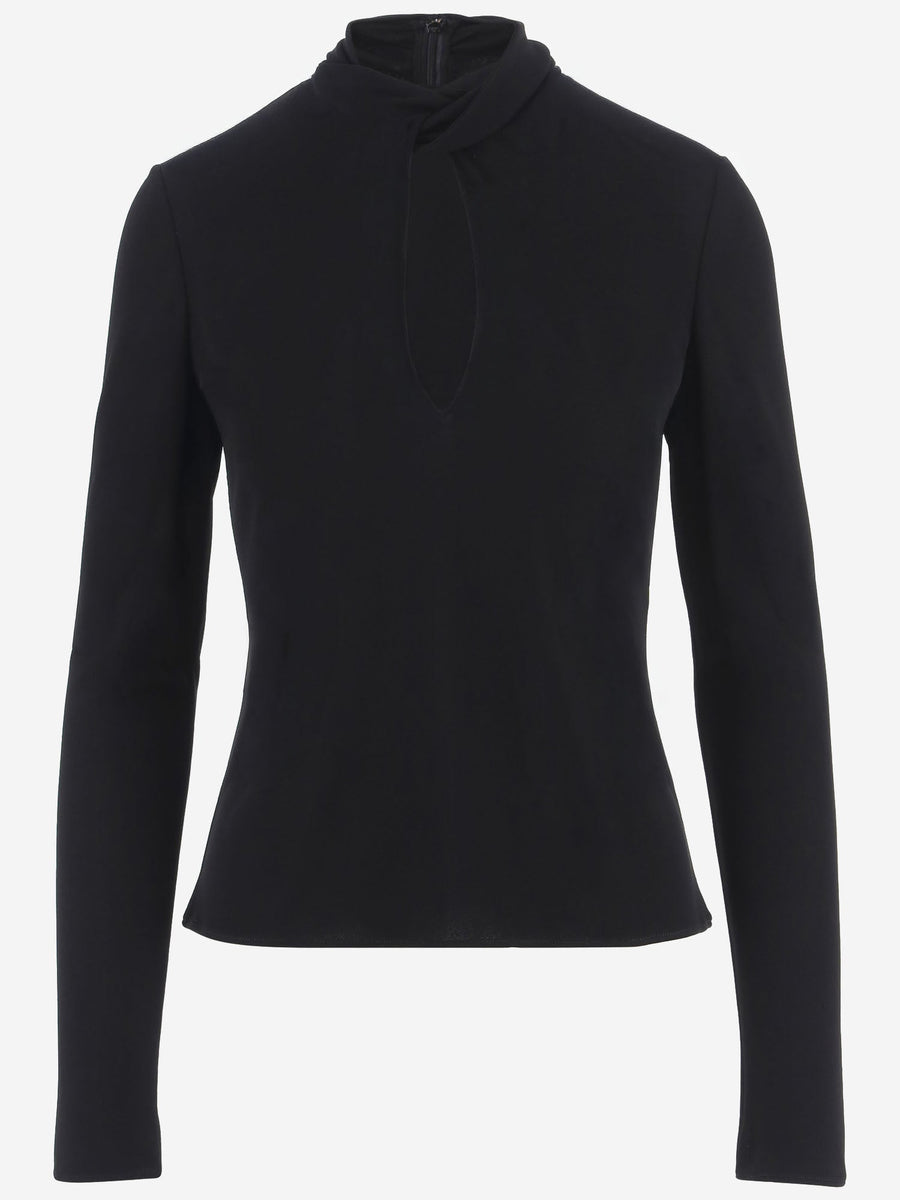 Viscose Sweater With Cut-Out Detail Black