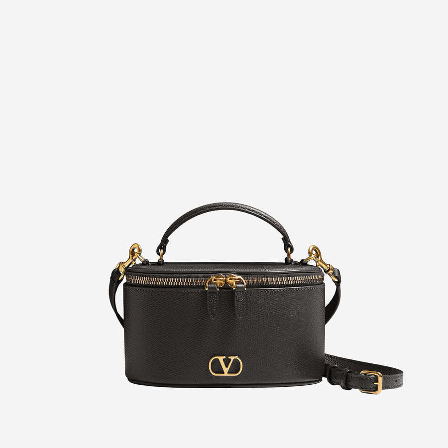 Leather Vanity Bag Vlogo Black Shoulder
