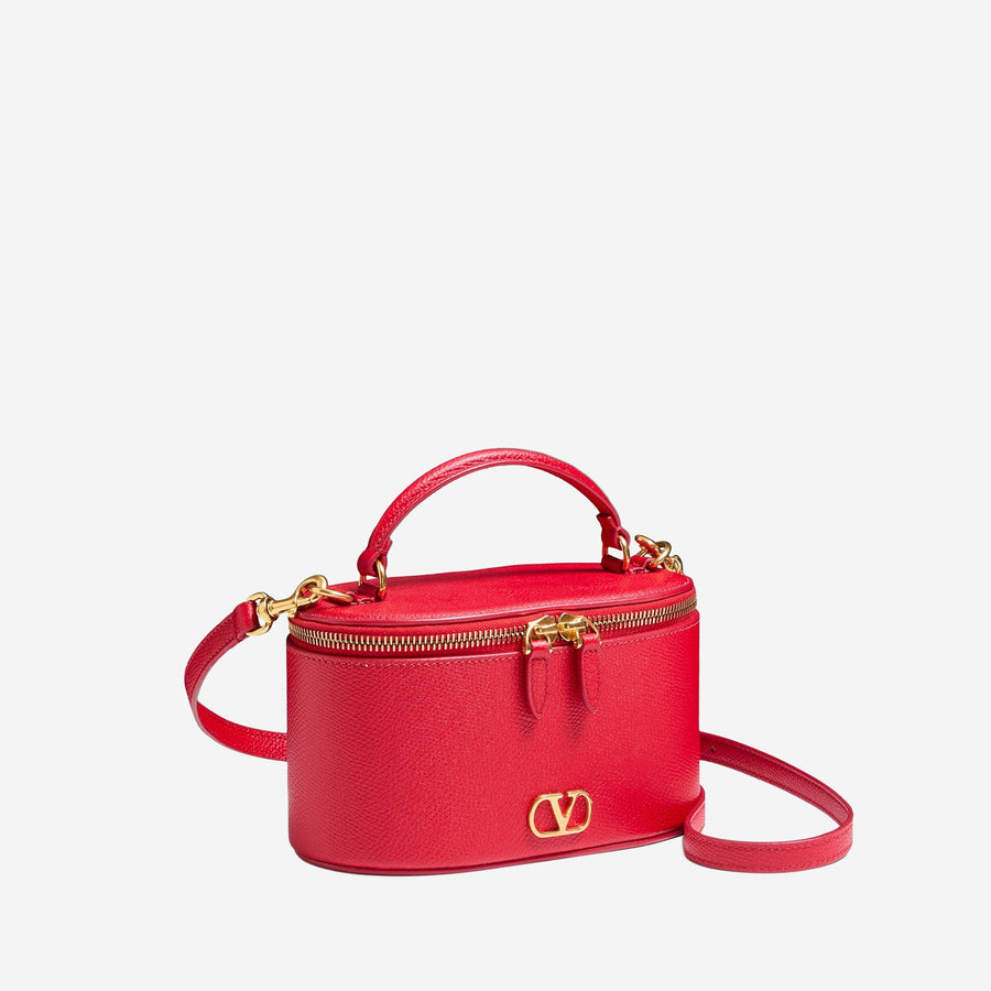 Mini Vanity Bag Vlogo Granato Calf Leather Red Shoulder