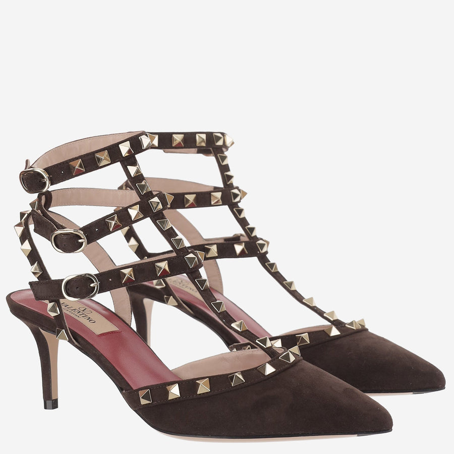 Pumps Rockstud Suede Ebony Brown Leather