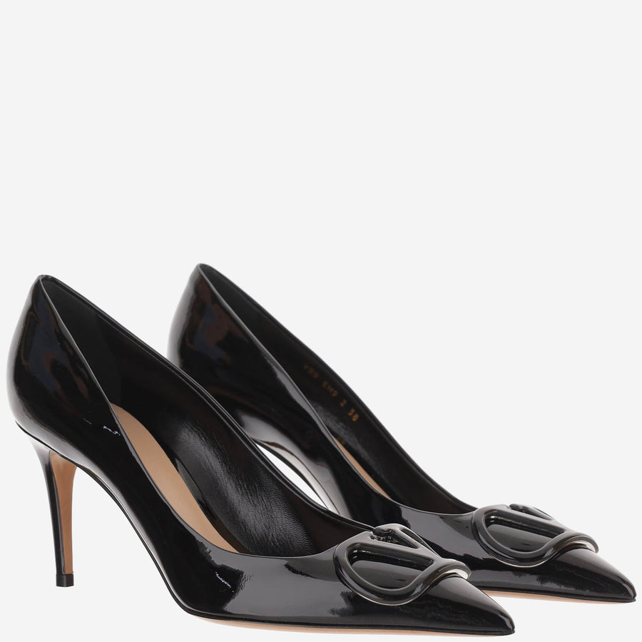 Leather Pumps With Logo Detail Black