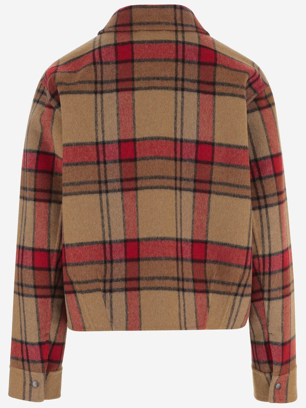 Wool-Blend Check Pattern Shirt Multicolour