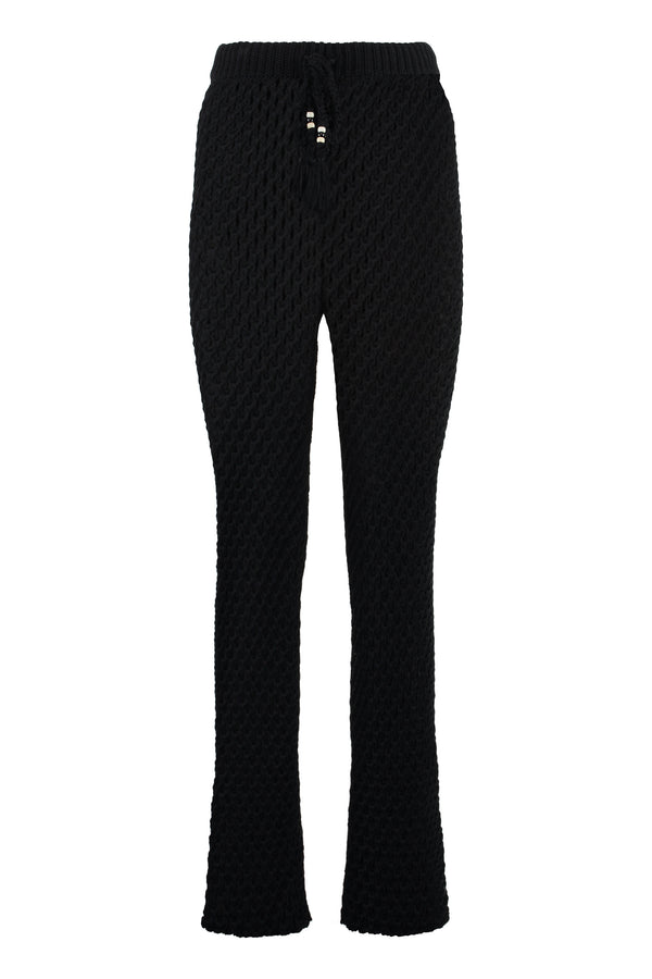 Flared Knitted Trousers Black Acrylic